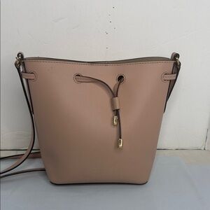 Lauren Ralph Lauren Dryden Debby II Mini Drawstring Bag in mellow pink/porcini.